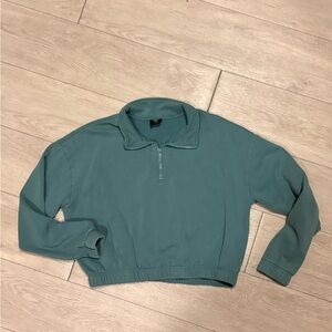 PacSun Cropped Quarter-Zip Pullover Sweater Women’s Size M Teal Green